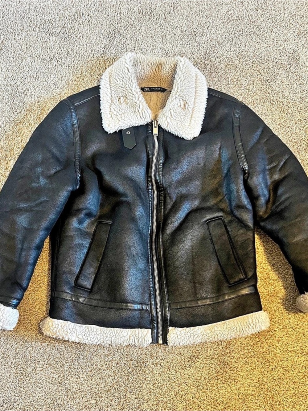 Zara Shearling Aviator Jacket